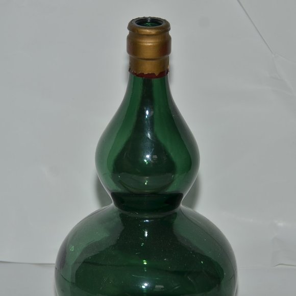 large green glass decorative jug decanter bottle home decor - Picture 12 of 13
